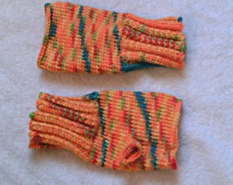 Handknitted Fingerless Gloves in 'Citrus Twist'