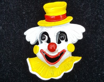 Gerry's Signed Vintage Enamel Clown Face Brooch