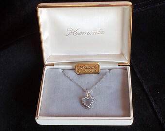 Krementz 14K Gold Overlay Vintage Heart Necklace in Original Case