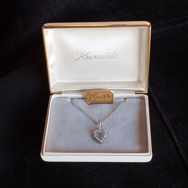 Krementz 14K Gold Overlay Vintage Heart Necklace in Original Case