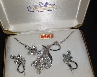 StarArt Vintage Sterling Silver necklace and earrings in original BlueBird box