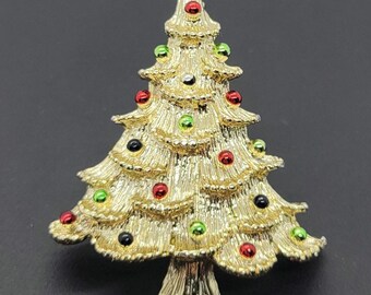 Vintage Gerry's Gold Tone Christmas Tree Brooch