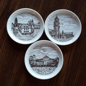 Set of Three Vintage Porcelain Furstenberg Porzellan Coasters of Coesfeld, Germany