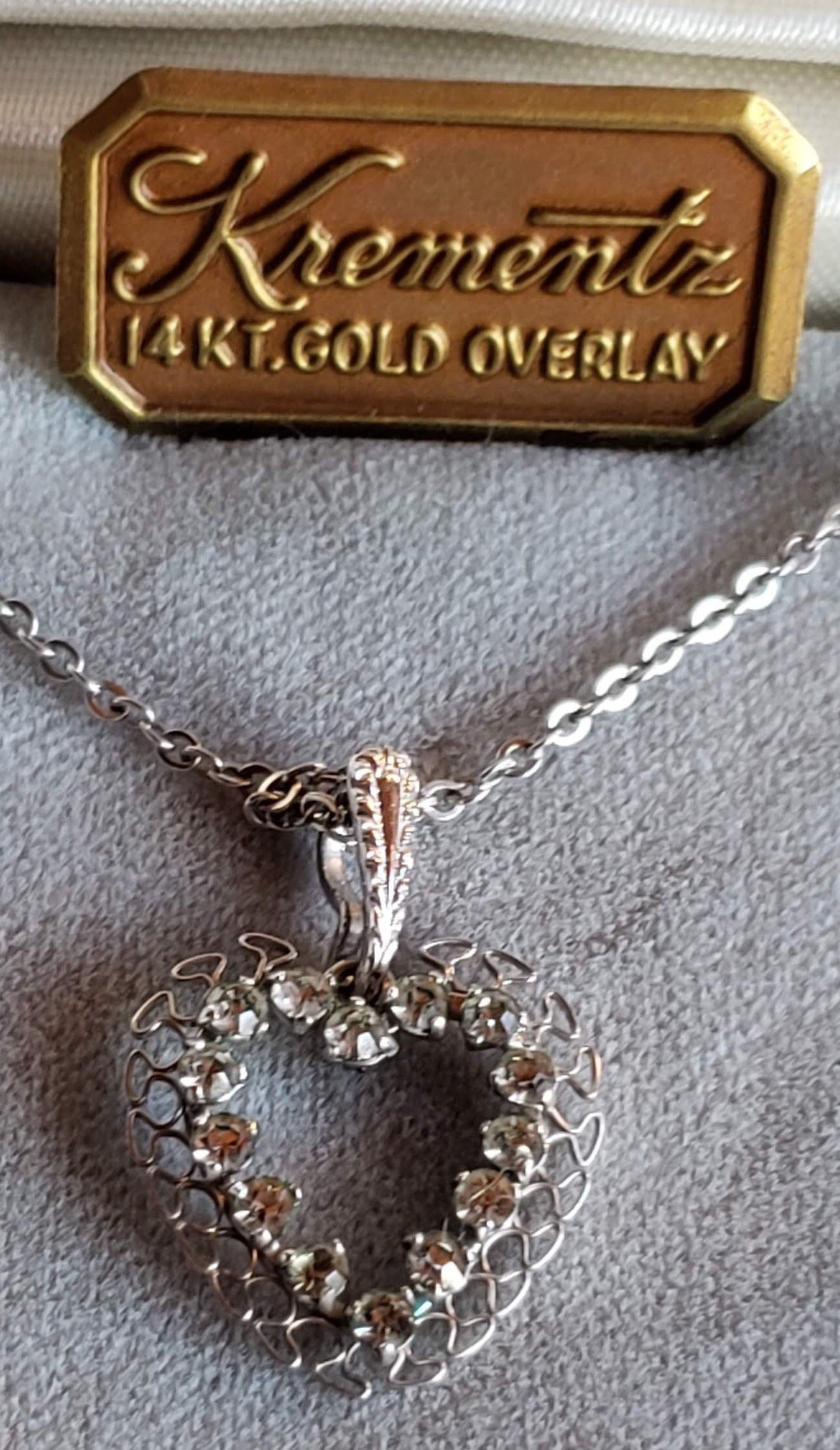 Krementz 14K Gold Overlay Vintage Heart Necklace in Original