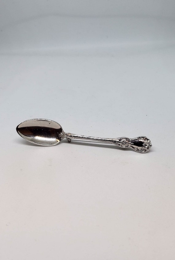 1940s Vintage Miniature Silver Spoon Brooch - image 1