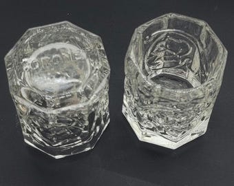 Set of Two Coronet Brandy Octagonal Pressed Glass Shot Glasses