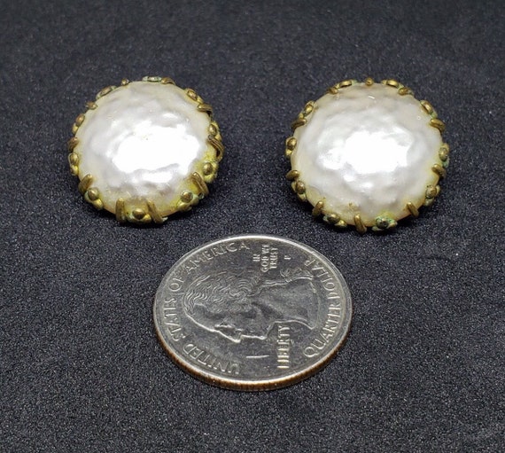 Signed Miriam Haskell Vintage Faux Baroque Caboch… - image 2