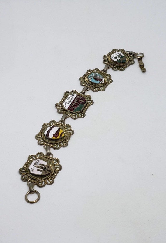 Vintage Tourist Framed Enamel Shield Charm Bracel… - image 6
