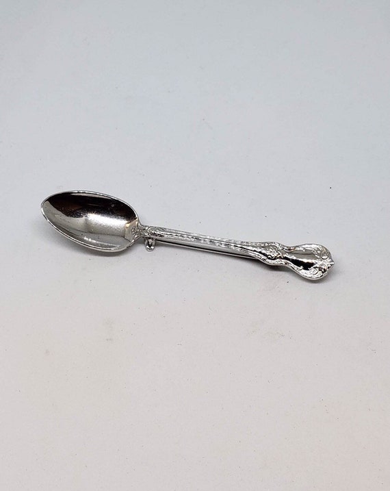 1940s Vintage Miniature Silver Spoon Brooch - image 2