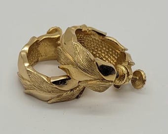 Vintage 1950s Marcel Boucher Signed Gold Tone Screw Back Hoop Earrings