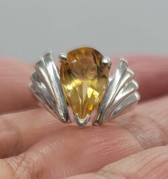 Vintage Sterling Silver Teardrop Citrine Joseph E… - image 3