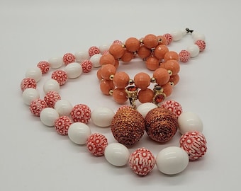 Curated Collection Vintage MCM Plastic Orange Sherbet Jewelry Set