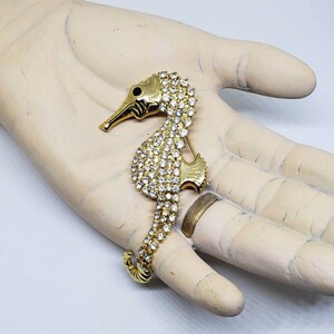 1970s Femina by Sphinx London Articulated Seahorse Rhinestone Brooch