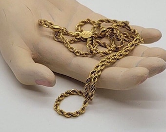 Vintage Napier 30-Inch Twisted Rope Gold Tone Chain Necklace