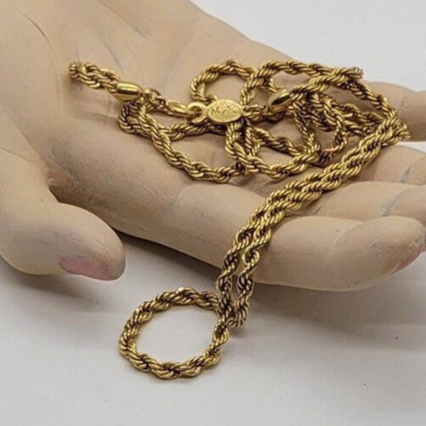 Vintage Napier 30-Inch Twisted Rope Gold Tone Chain Necklace