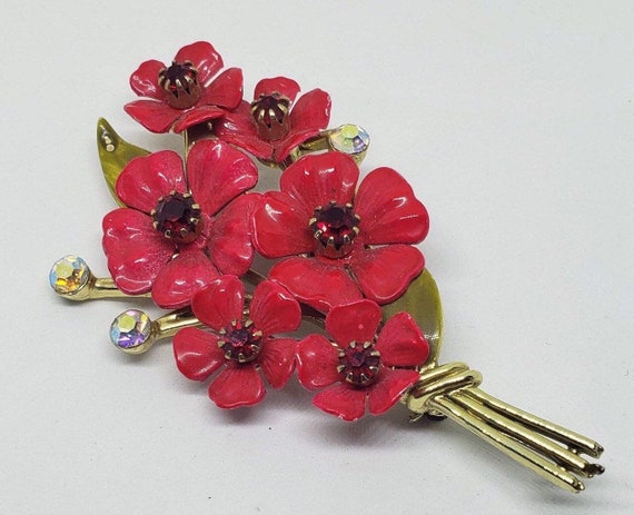 Broche Fantaisie Bouquet De Fleurs Vintage - Occasion, En Bon état Avec Quelques Traces D'usure