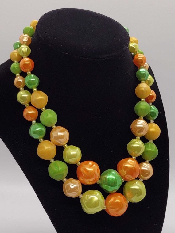 MCM Tropical Fruit Color Glass Bead Two-Strand Ja… - image 5