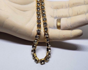 Vintage Trifari Prong-Set Rhinestone Gold Tone Choker