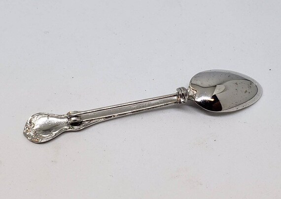 1940s Vintage Miniature Silver Spoon Brooch - image 3