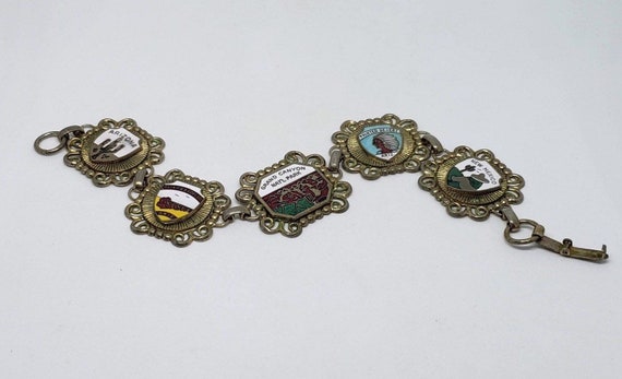 Vintage Tourist Framed Enamel Shield Charm Bracel… - image 7