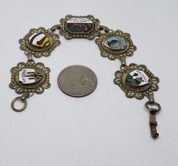 Vintage Tourist Framed Enamel Shield Charm Bracel… - image 5