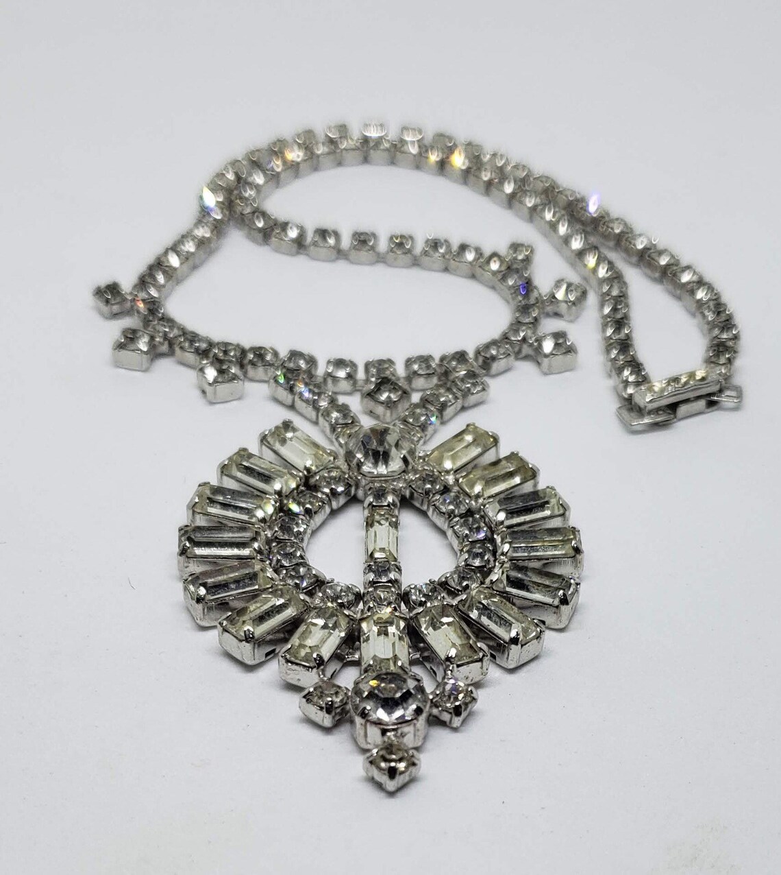 1950s LaRel AB Crystal Pendant Silver Tone Choker Necklace Etsy