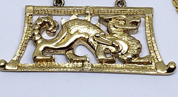 Mid-Century Signed Monet Gold Tone Dragon Pagoda … - image 10