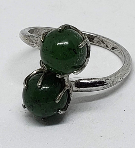 Mid-Century Sterling and Domed Jade Uncas Mfg. Co… - image 5