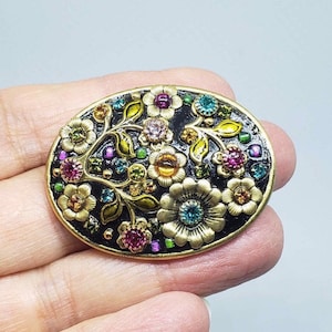 Michal Golan Vintage Midnight Garden Rhinestone Brooch/Pendant