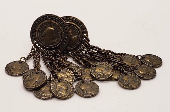 Blanca Designer Vintage Dangling Coins Clip-on Ea… - image 4