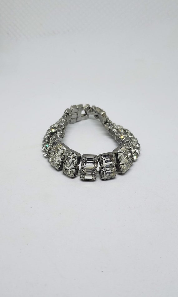 Weiss Signed Vintage Rhinestone Bracelet set in Rh