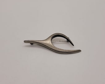 MCM Modernist Pewter Brooch by The Handcrafter