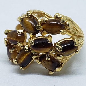 Vintage Ana BeKoach 18KHGE Ring with Tiger’s Eyes