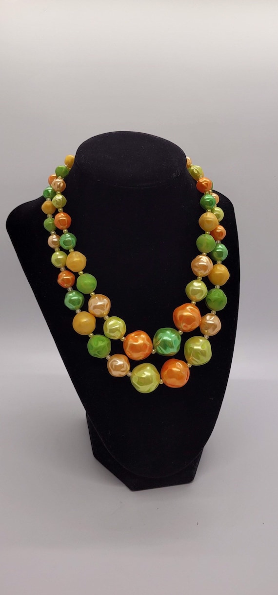 MCM Tropical Fruit Color Glass Bead Two-Strand Ja… - image 1