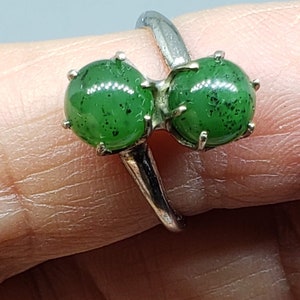Mid-Century Sterling and Domed Jade Uncas Mfg. Co. Ring