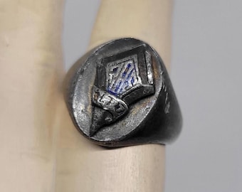 Vintage 1940's United States Air Force Class Inlaid Blue CZ 925