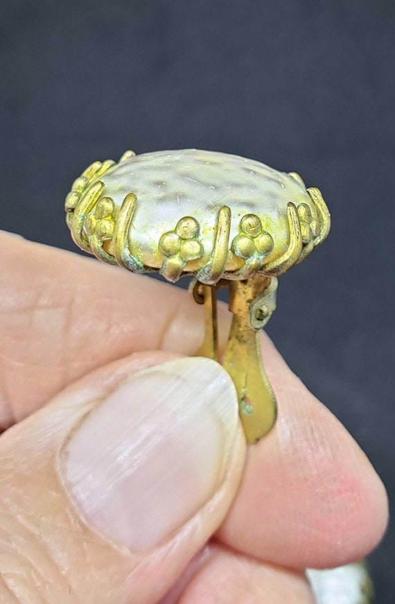 Signed Miriam Haskell Vintage Faux Baroque Caboch… - image 8