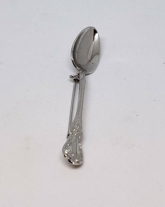 1940s Vintage Miniature Silver Spoon Brooch - image 5