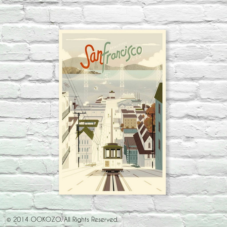 San Francisco Cable Car Vintage Poster Vintage Poster Art - Etsy