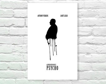 Alfred Hitchcock - Psycho Movie Vintage Poster Art Print Posters, Dorm Decor, Minimalist Art, Vintage Advertising Poster 13" x 19"