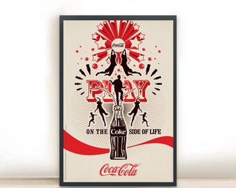 Coca Cola The Wonderful Game Vintage Poster Art Print Posters, Dorm Decor, Minimalist Art, Vintage Advertising Poster 13" x 19"