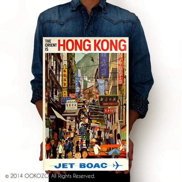 The Orient is Hong Kong Jet Boac Vintage Poster Art Print Posters, Dorm Decor, Minimalist Art, Vintage Advertising Poster 13" x 19"