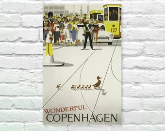 Wonderful Copenhagen Denmark Vintage Travel Poster, Art Print Posters, Dorm Decor, Minimalist Art, Vintage Advertising Poster 13" x 19"