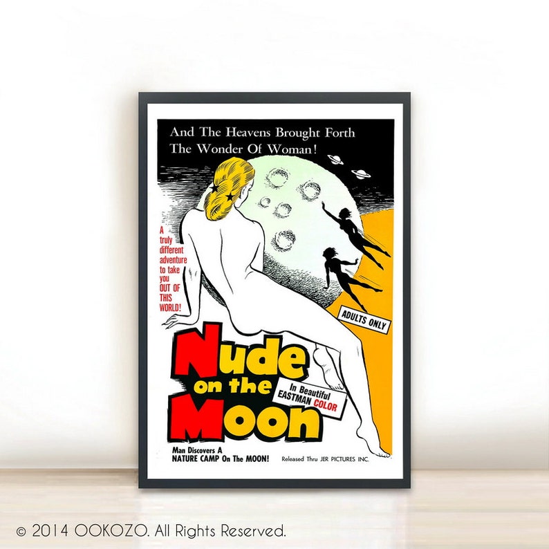 Nude on the moon Adult only Art Print Vintage Vintage Advertising Poster 13 x 19 Dorm Decor Minimalist Art Posters