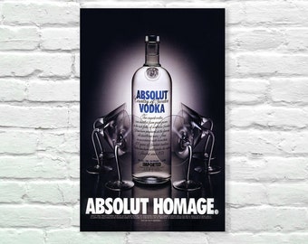 Absolut Vodka - absolut Hommage Art Print, Illustration, Kunst Poster, Wohnheim Dekor, Minimal Art, Vintage Werbeplakat 13 "x 19"