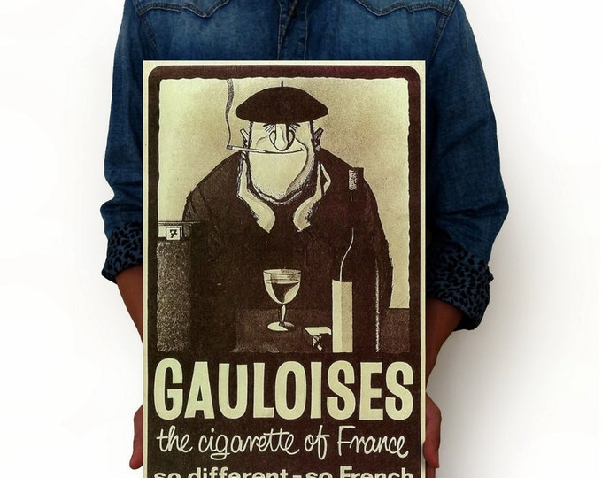 Gauloises French Vintage Cigarette Poster Mid Century Wall Art 24x36