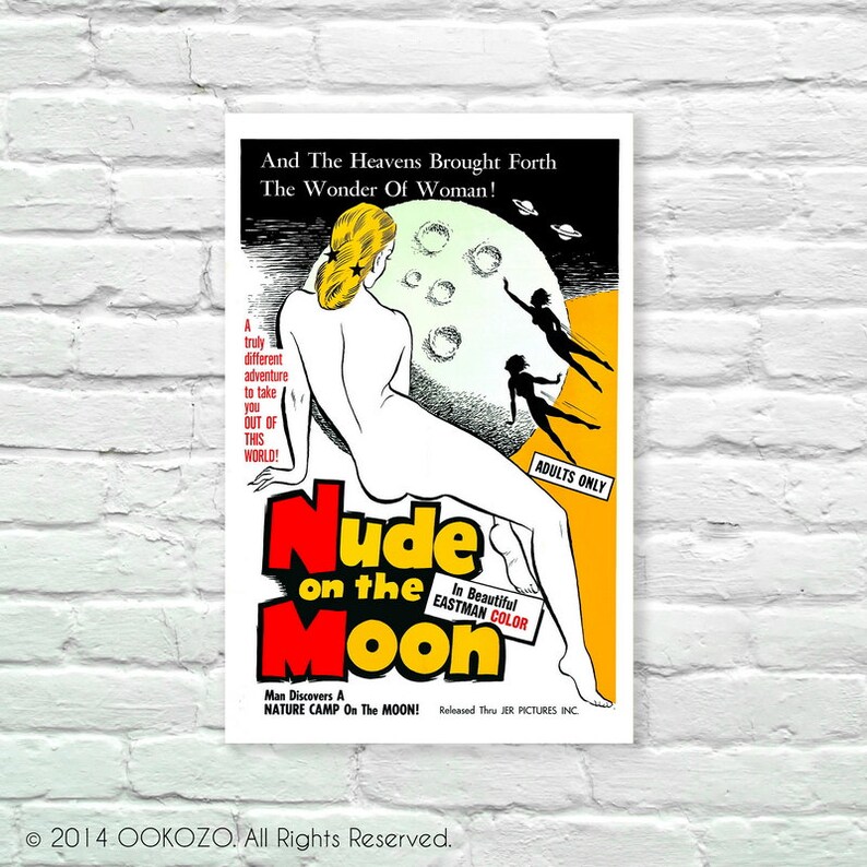 Nude on the moon Adult only Art Print Vintage Vintage Advertising Poster 13 x 19 Dorm Decor Minimalist Art Posters