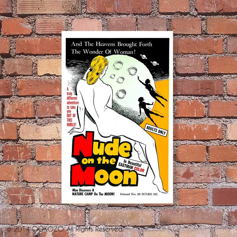 Nude on the moon Adult only Art Print Vintage Vintage Advertising Poster 13 x 19 Dorm Decor Minimalist Art Posters