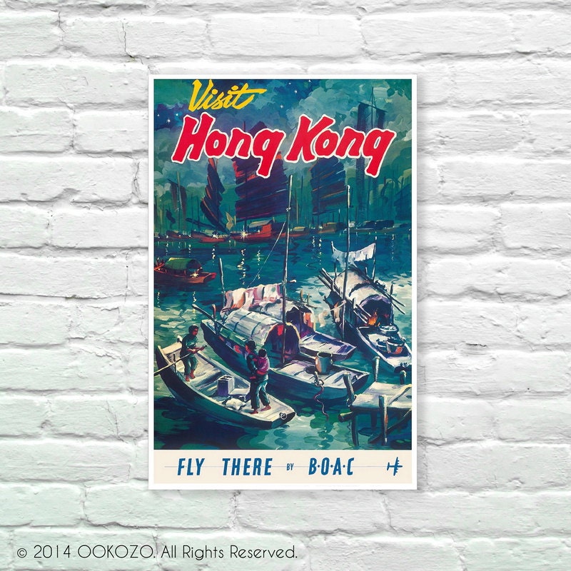 Hong Kong Fly There By Boac Chinese Junket Boats Hong Kong Etsy Hong Kong Fly There By Boac Chinese Junket Boats Hong Kong Etsy