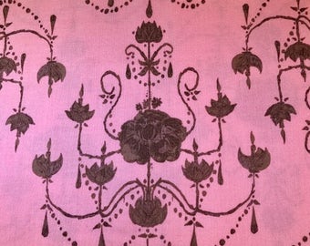 Pink fabric with chandelier. Free Spirit Fabrics. Olivia's Holiday. Tina Givens. Quilting Cotton Fabrics. Choose your cut.
